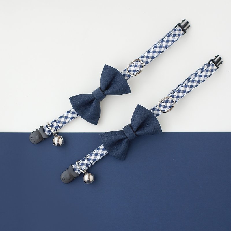 Blueberry Breakaway Cat Collar - 项圈/牵绳 - 棉．麻 蓝色