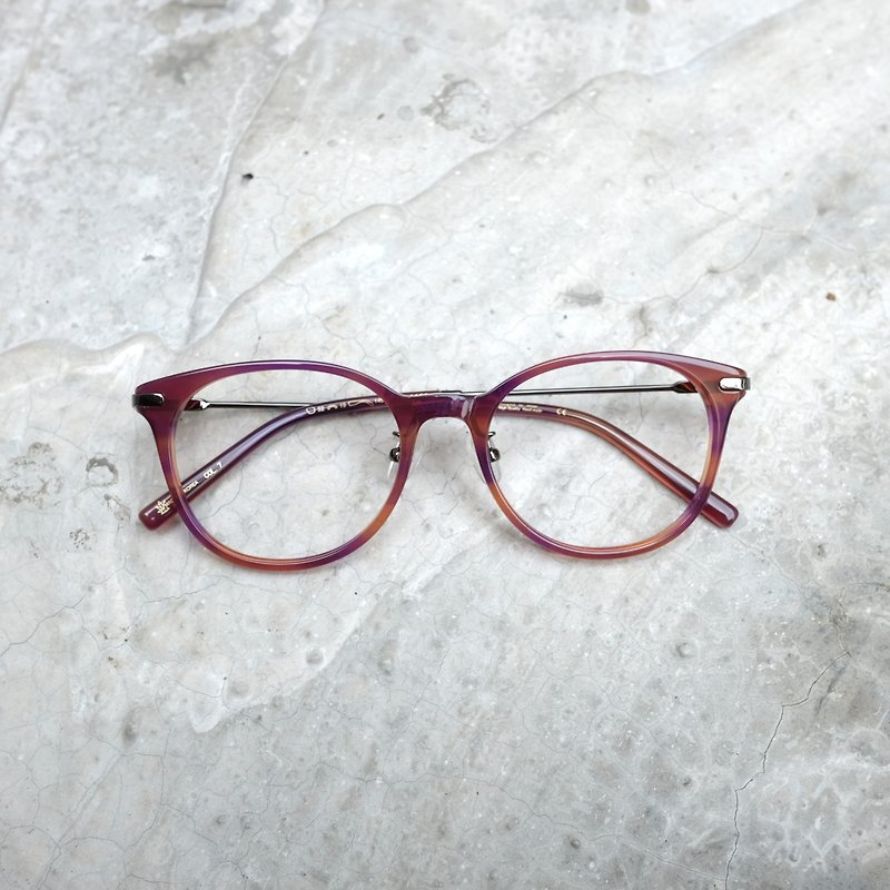 【目目商行】韩国新款眼镜 圆框 漂亮透紫纹 镜框 - 眼镜/眼镜框 - 其他材质 紫色