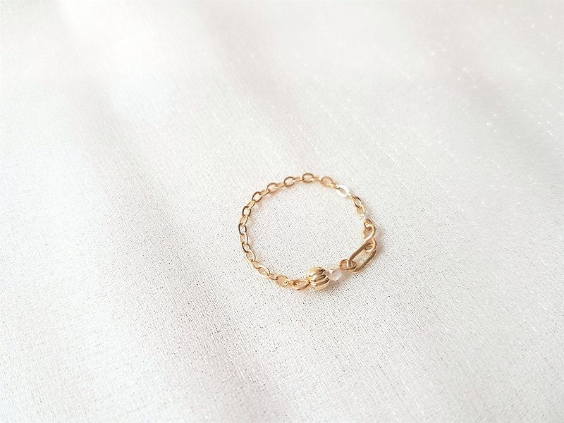 薄暮 · 月光石 特殊 链戒 6月诞生石 - 戒指 - 半宝石 金色