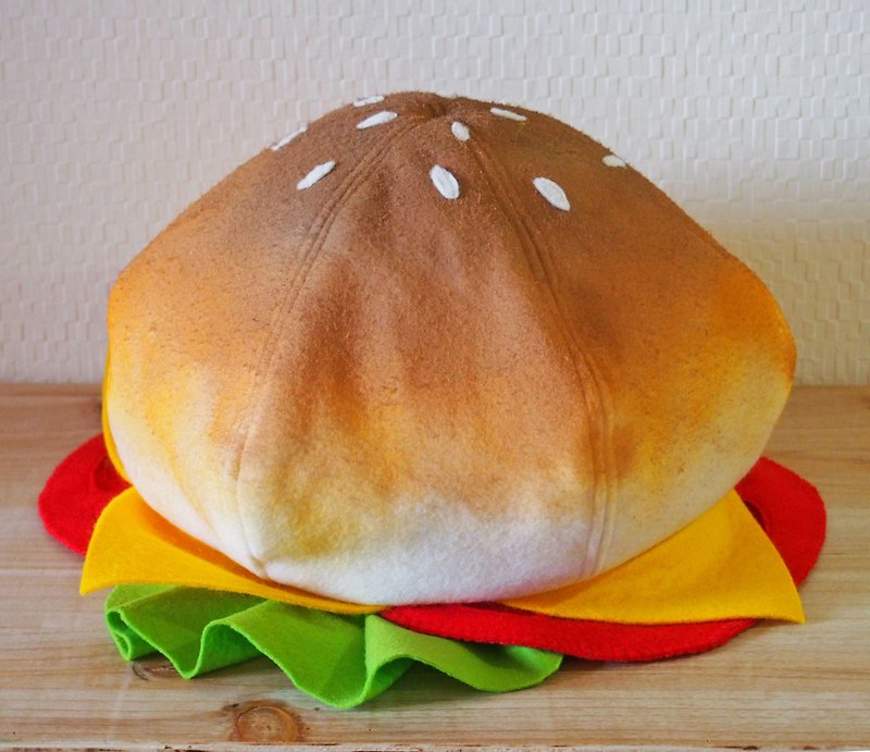 【お食事ぼうし】ハンバーガー帽子　大人用 - 帽子 - 羊毛 咖啡色