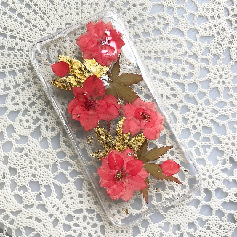 iPhone 7 手机壳 Dry Pressed Flowers Case 押花 干燥花 红色 压花 004 - 手机壳/手机套 - 植物．花 红色