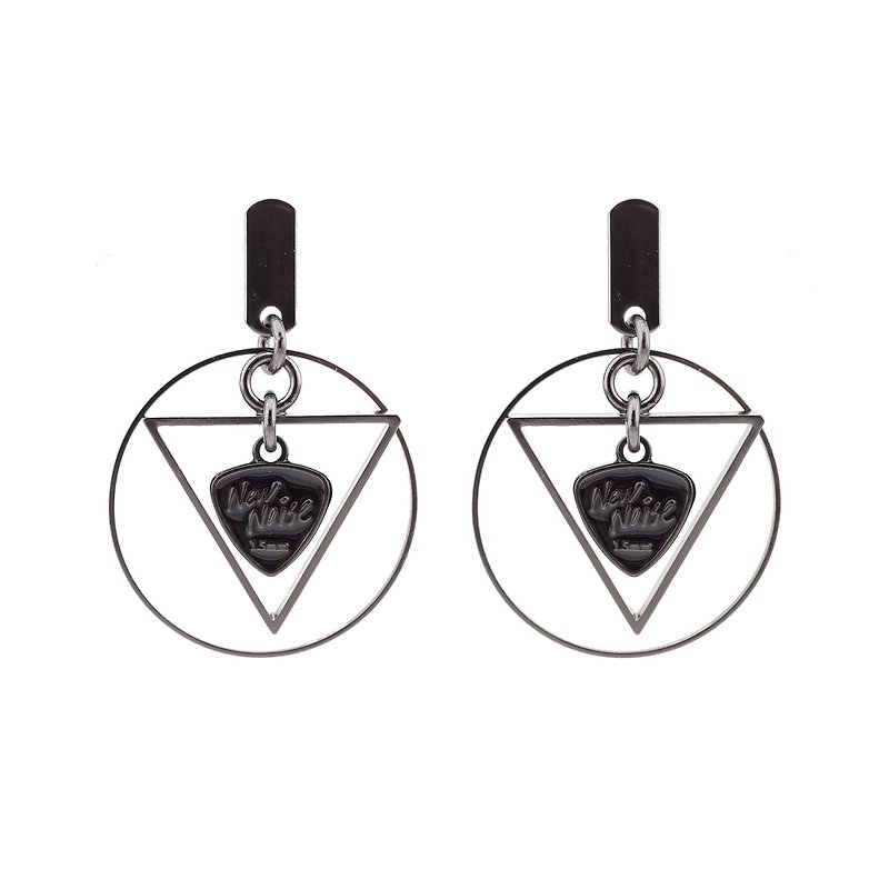 NEW NOISE 音乐饰品实验所-三角星几何耳环(黑金色-直款) - 耳环/耳夹 - 其他金属 黑色