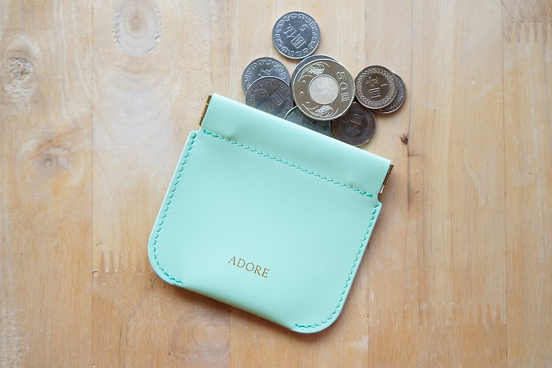【客製化禮物】【聖誕禮盒】ADORE Leather coin purse-MintGreen - 零钱包 - 真皮 绿色
