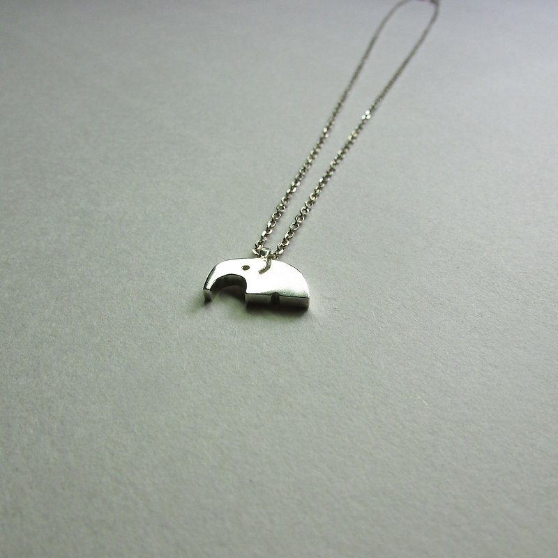 elephant necklace_大象项链 | 925银 限量 设计师手作 - 项链 - 银 银色