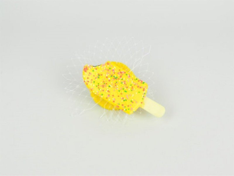 Headpiece Hair Clip Ice Cream in Yellow with Sprinkles and Veil - Mini Fascinator Birthday Girl, Kawaii, Hen Party, Fun Accessory - 发饰 - 其他材质 黄色