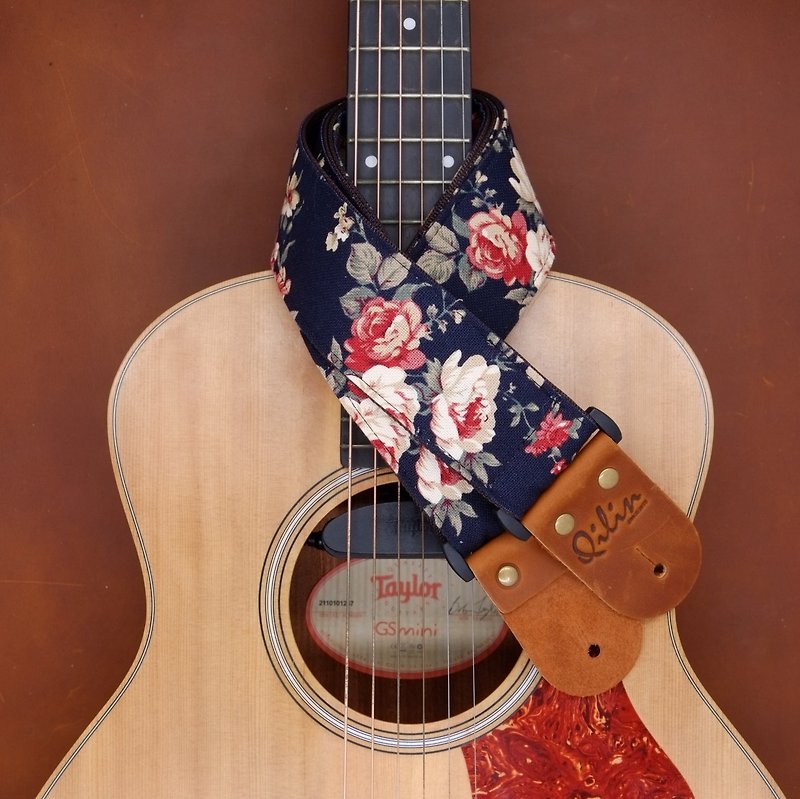 海军花织物吉他带 - 吉他/乐器 - 真皮 蓝色
