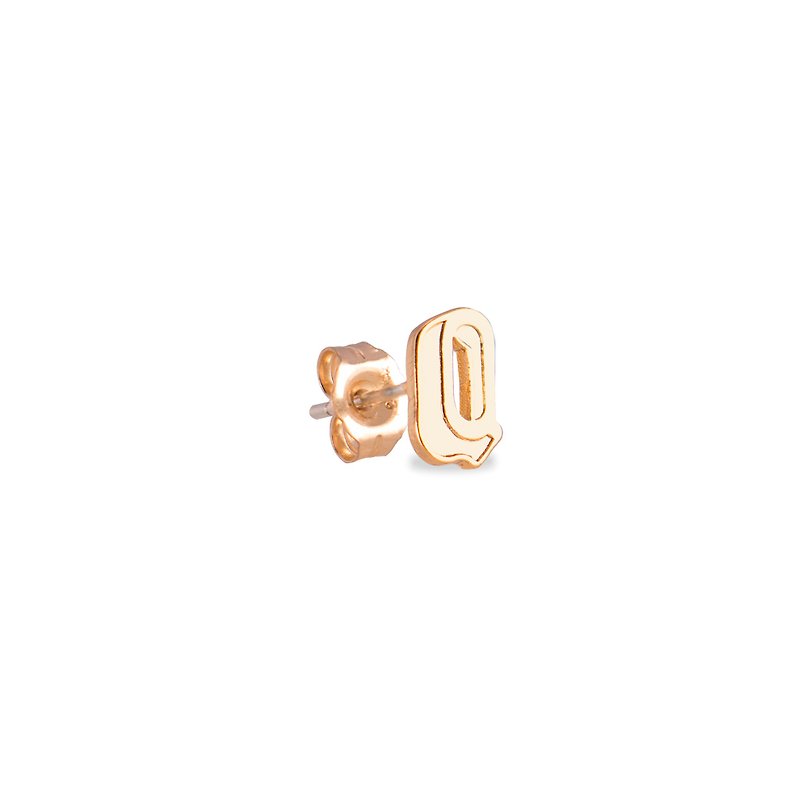 英文字母耳环 Q -纯银镀金耳环 (单只) - 耳环/耳夹 - 纯银 金色