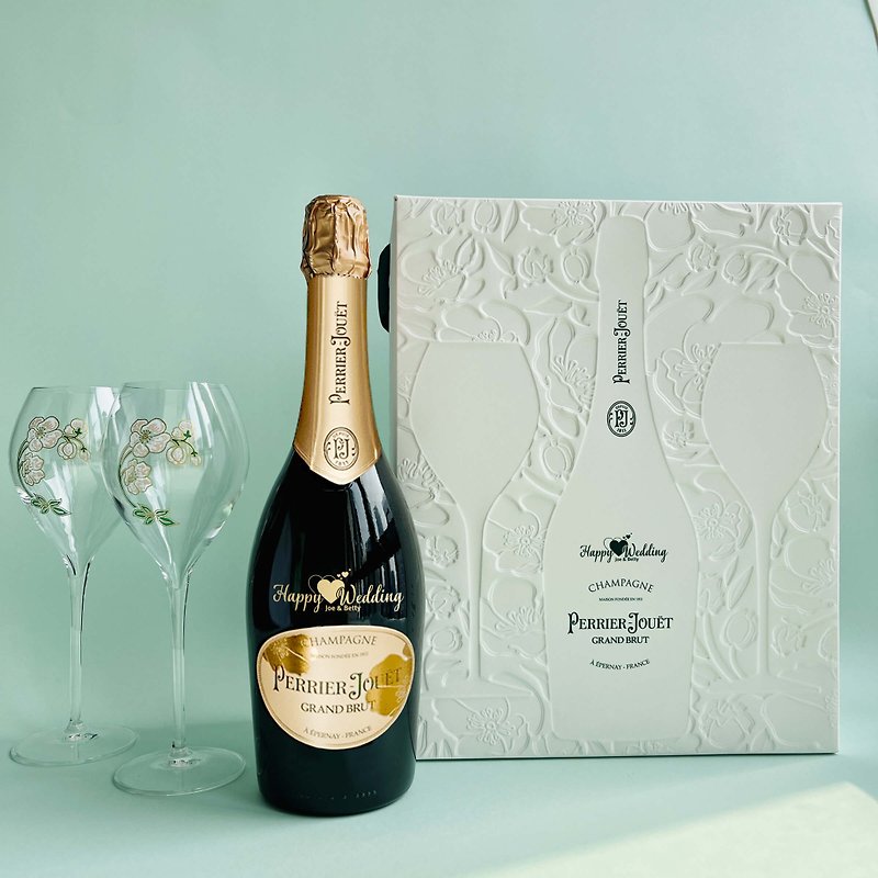 【转运来】PJ香槟酒订制文字雕刻情人节礼物套装 定制结婚酒礼盒 - 酒类 - 玻璃 