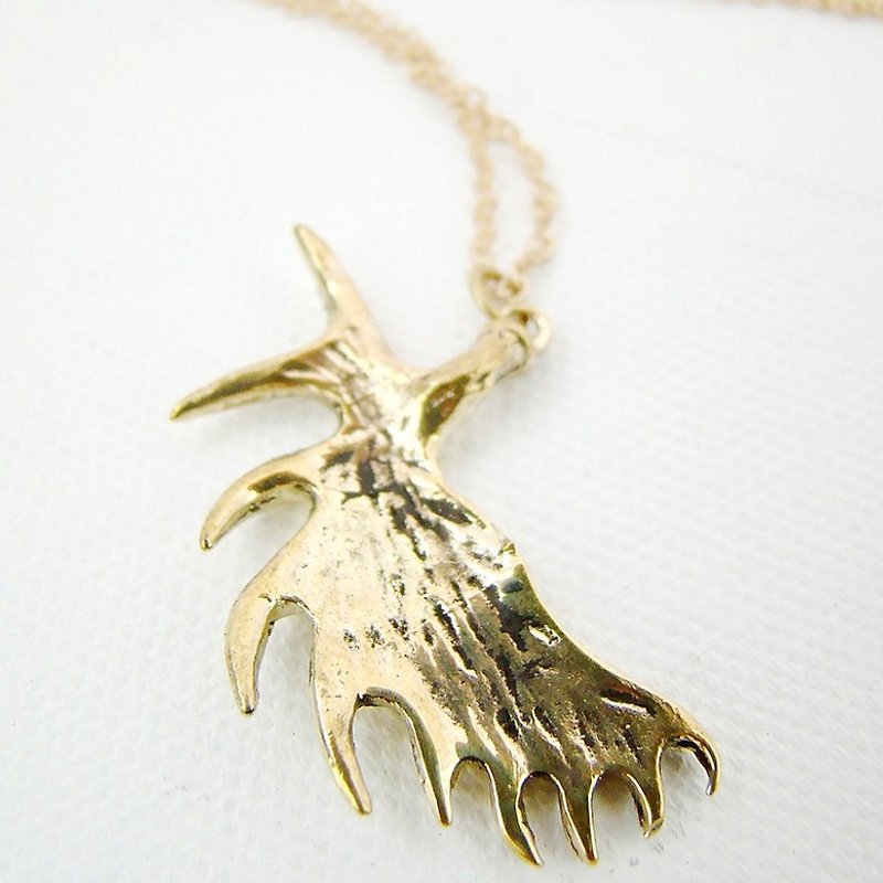 Moose horn pendant in brass ,Rocker jewelry ,Skull jewelry,Biker jewelry - 项链 - 其他金属 