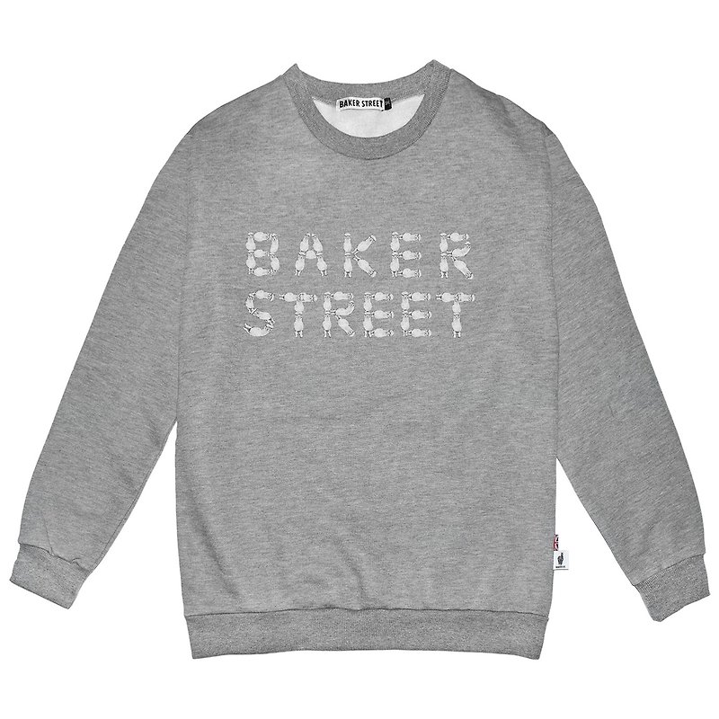 【英国Baker Street 贝克街】中性款 - 纯棉厚卫衣 - 羊驼文字B款 - 女装上衣 - 棉．麻 灰色