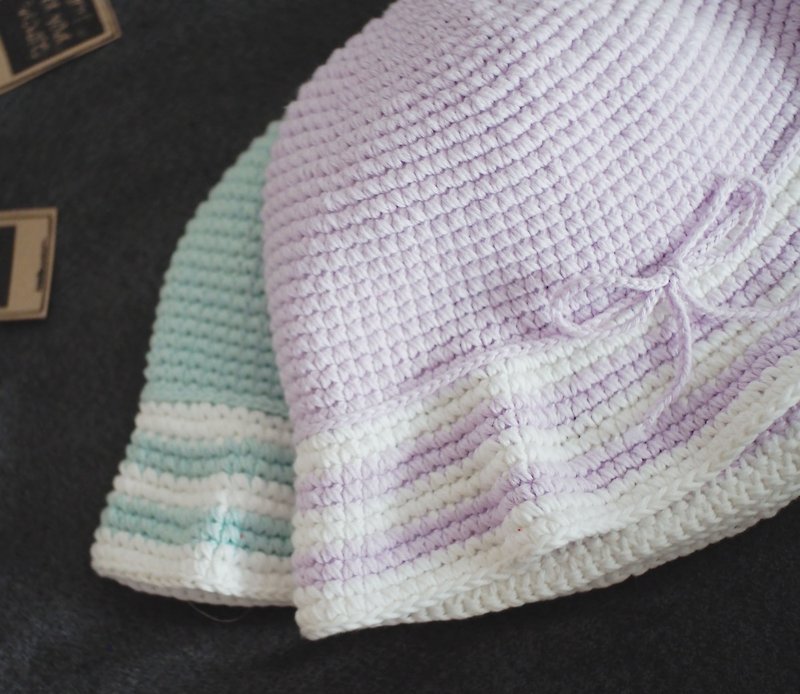 knitted bucket hat - 帽子 - 其他材质 紫色