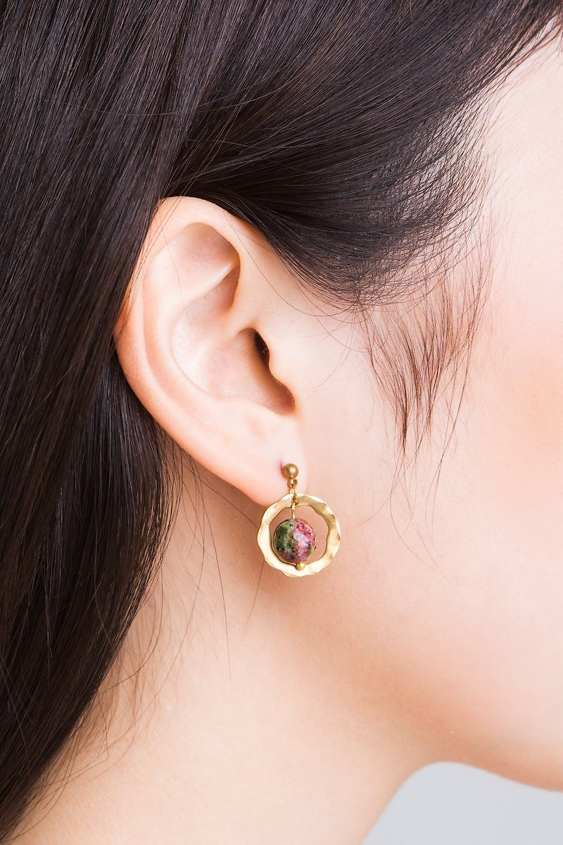 奇异火龙果耳环 - 耳环/耳夹 - 半宝石 绿色