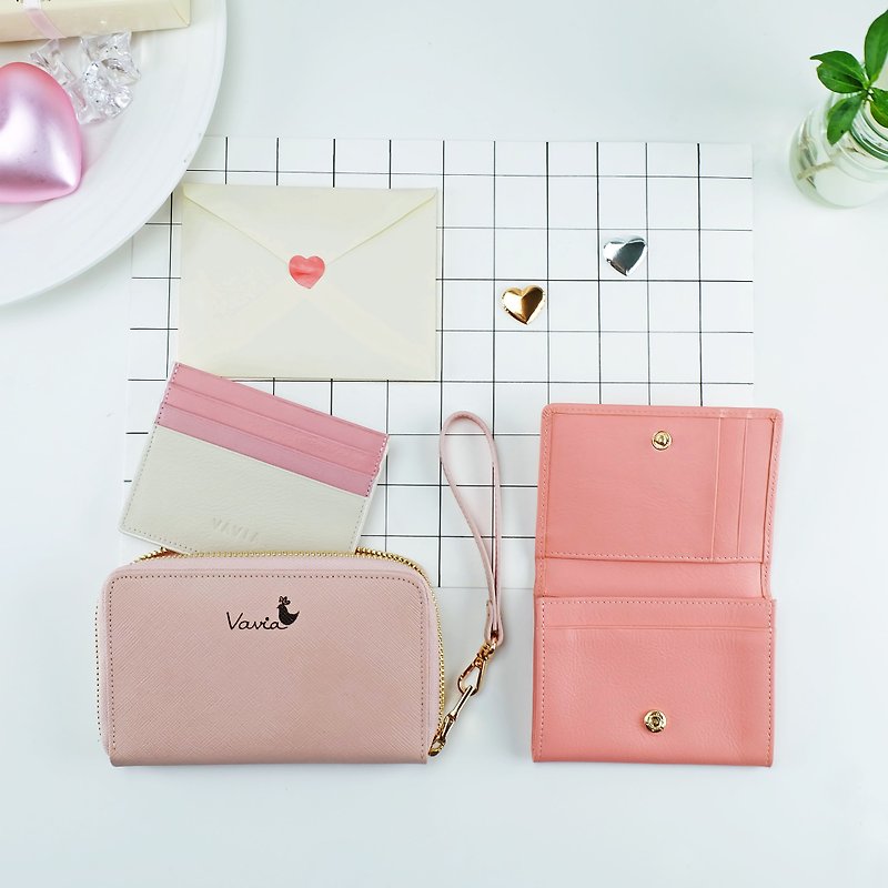 Goody Bag: special price 3 genuine leather mini wallets - 皮夹/钱包 - 真皮 粉红色