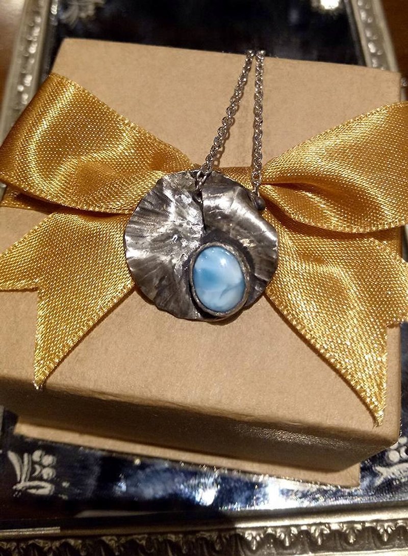 拉利玛 荷叶纯银项链 - 项链 - 半宝石 蓝色