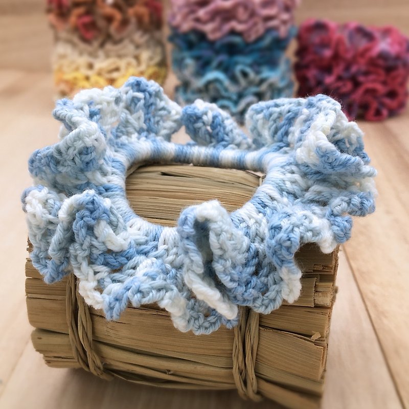 Hair Scrunchies - Colourful Hair Ties & Elastics - Crochet Hair Accessories - 发饰 - 棉．麻 蓝色