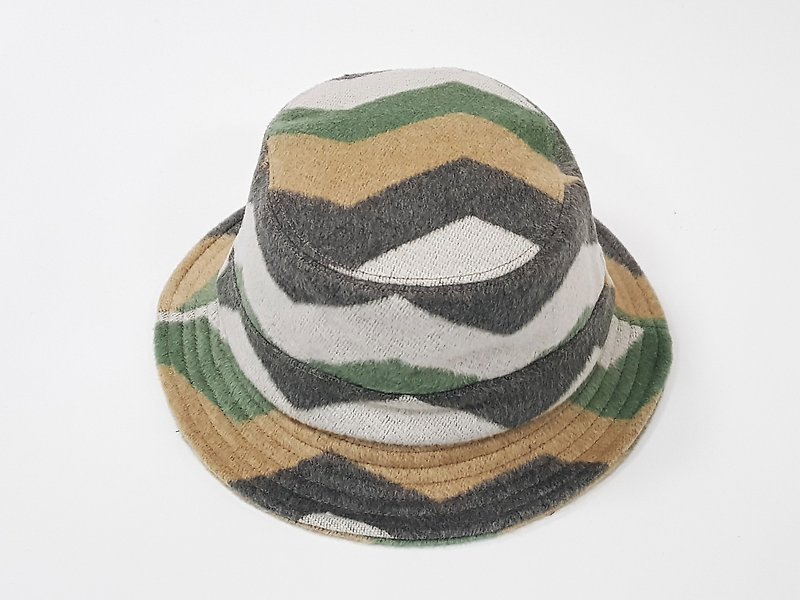 英式圆盘绅士帽-四色趣味折线(苹果绿/白/灰/褐)#限量#秋冬#礼物 - 帽子 - 其他材质 多色