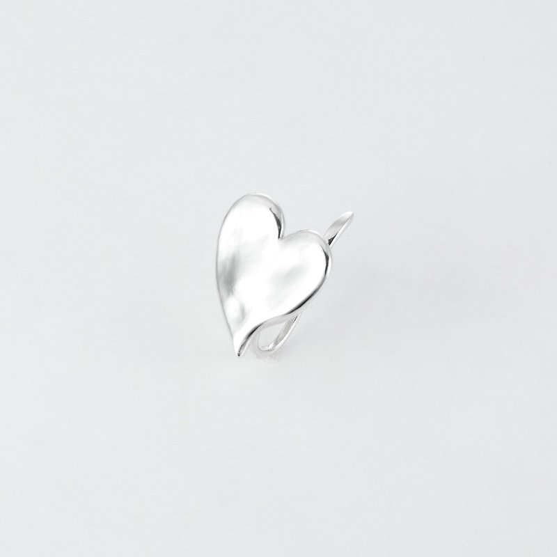 Love 情书 耳挂 - 耳环/耳夹 - 纯银 银色