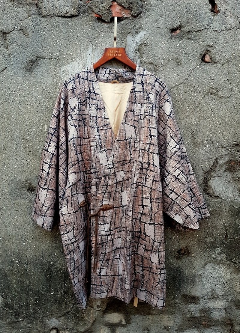 小龟葛葛 - 不规则几何石纹羽织古董和服外套 - 女装休闲/机能外套 - 聚酯纤维 