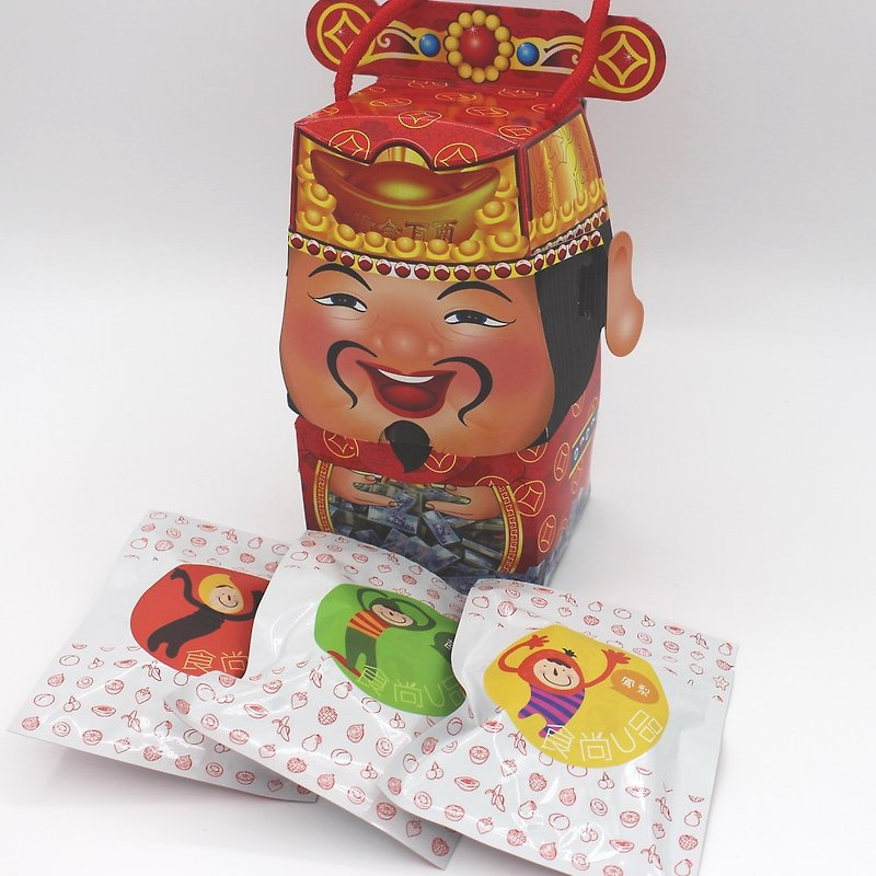 小礼物/伴手礼 ，(坚果口味)财神爷水果干礼盒，含 3包小包装水果干 - 水果干 - 新鲜食材 