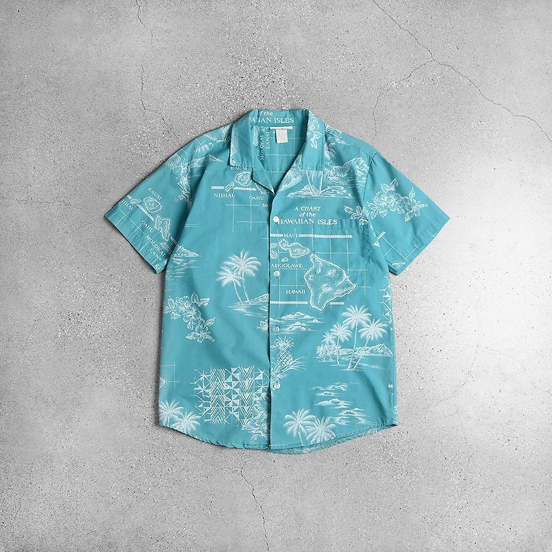Vintage Aloha Shirts 夏威夷衫 / Vintage 古着 - 男装衬衫 - 棉．麻 蓝色