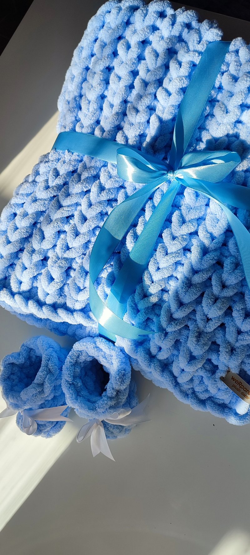 新生婴儿套装靴子和毯子收礼 - 婴儿床上用品 - 聚酯纤维 蓝色