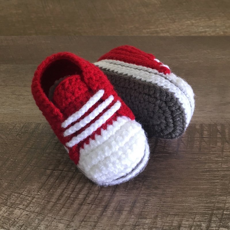 Sporty Toddler Sneaker Stylish Toddler Shoes Red Crochet Baby Booties Footwear - 童装鞋 - 压克力 红色