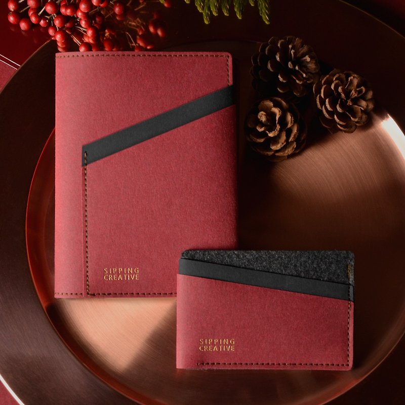 【Pinkoi 独家】护照夹+信用卡夹 - 皮夹/钱包 - 其他材质 红色