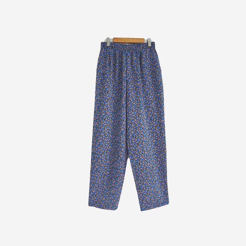 脱臼古着 / 植物图案长裤 no.721 vintage - 女装长裤 - 聚酯纤维 蓝色