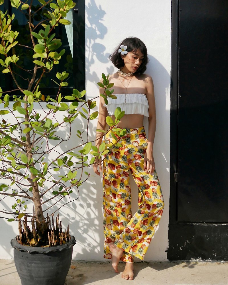 Summer Pants - Beach Pants, Pineapple Pants - 女装长裤 - 其他材质 黄色