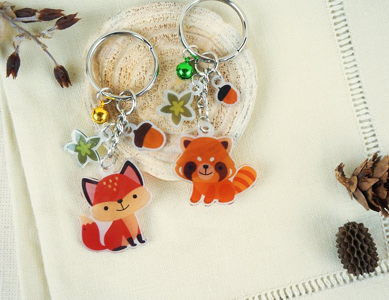 热缩片钥匙圈-狐狸与小猫熊 - 钥匙链/钥匙包 - 塑料 