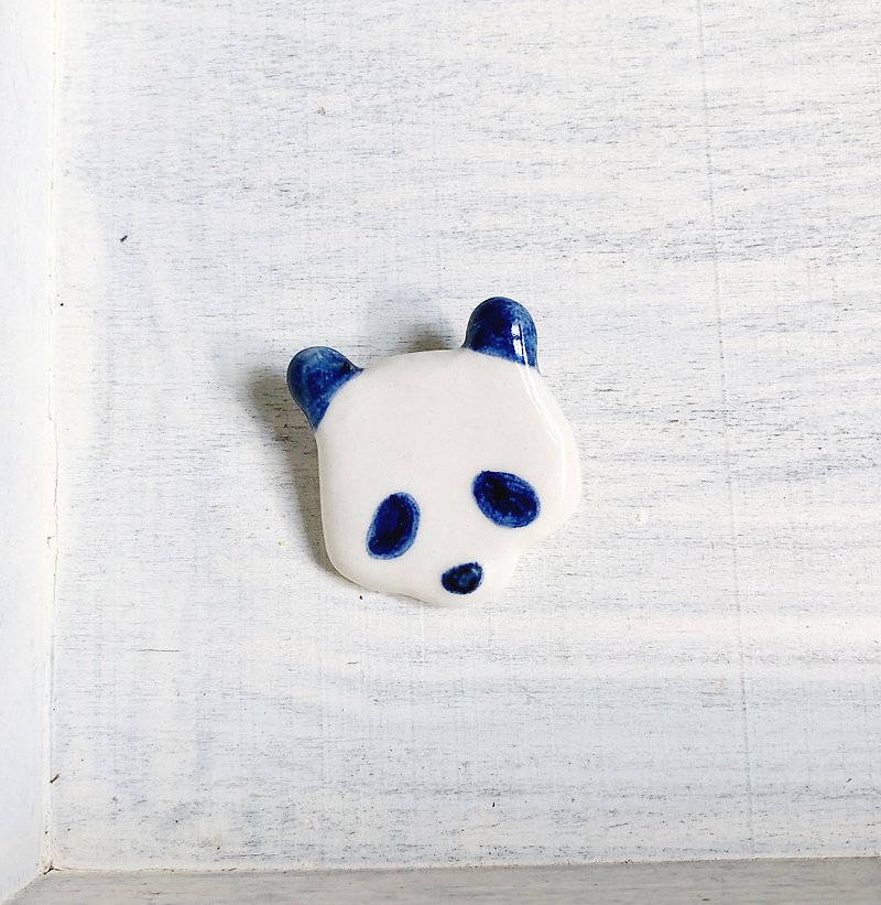 熊猫 白瓷别针 皇家蓝 - 胸针 - 瓷 蓝色