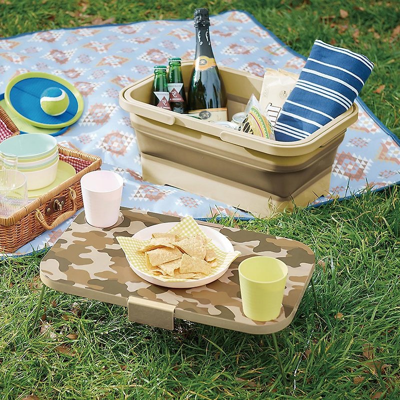 日本ISETO 日制二合一野餐露营折叠式提篮餐桌(附卡扣) - 野餐垫/露营用品 - 塑料 多色