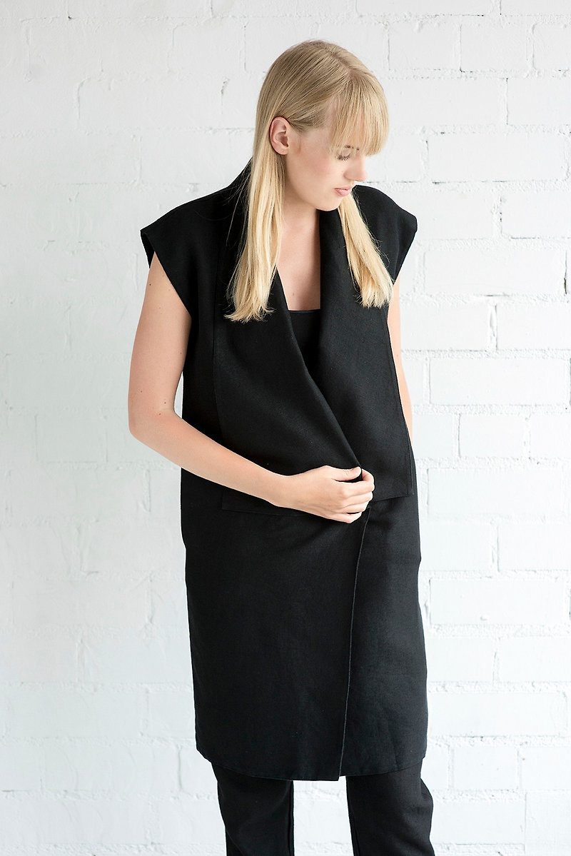 Linen Dress Motumo – 17S17 / Handmade sleeveless linen summer dress  - 洋装/连衣裙 - 亚麻 