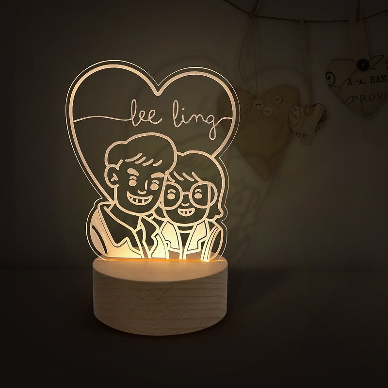 【定制化礼物】情人礼物 结婚周年 弥月 纪念礼物 夜灯 3D小夜灯 - 灯具/灯饰 - 塑料 咖啡色