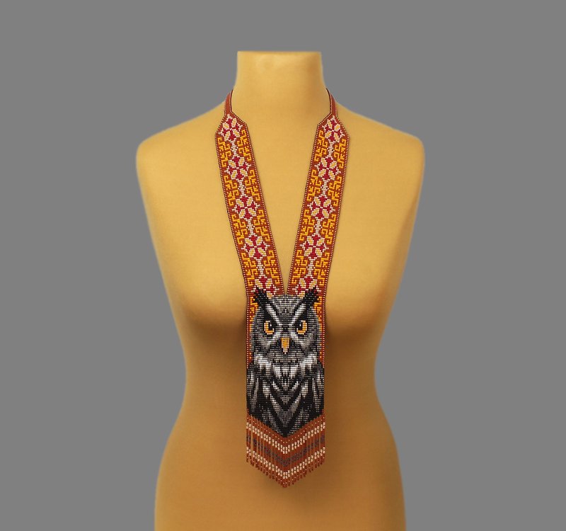 猫头鹰项链独特的女士首饰，雀项链给妈妈的生日礼物 - 项链 - 玻璃 咖啡色