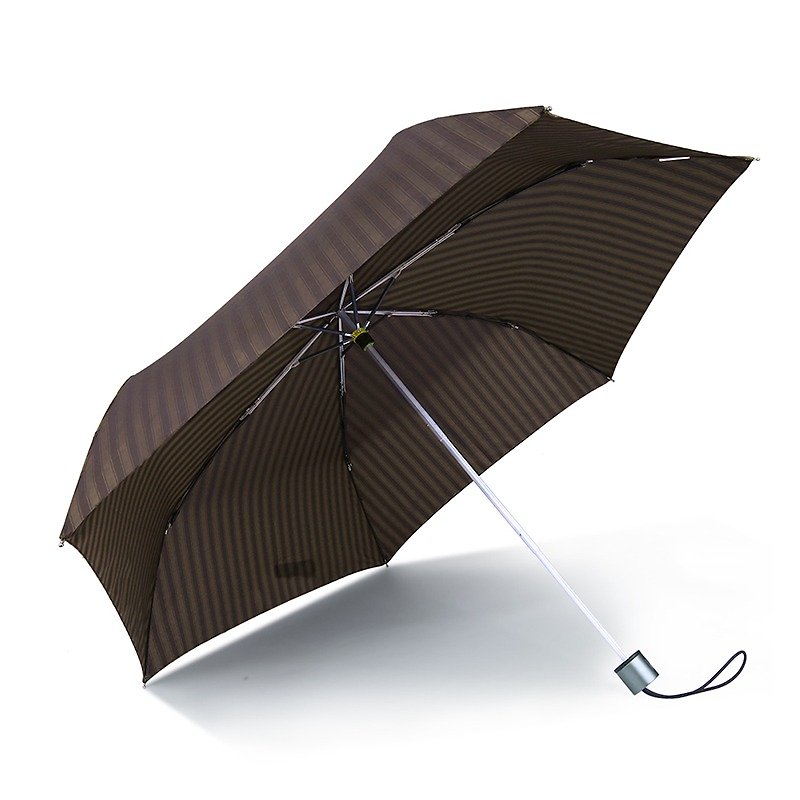 【德国kobold】抗UV-经典条纹-超轻男士商务晴雨伞-三折伞-棕 - 雨伞/雨衣 - 其他材质 咖啡色