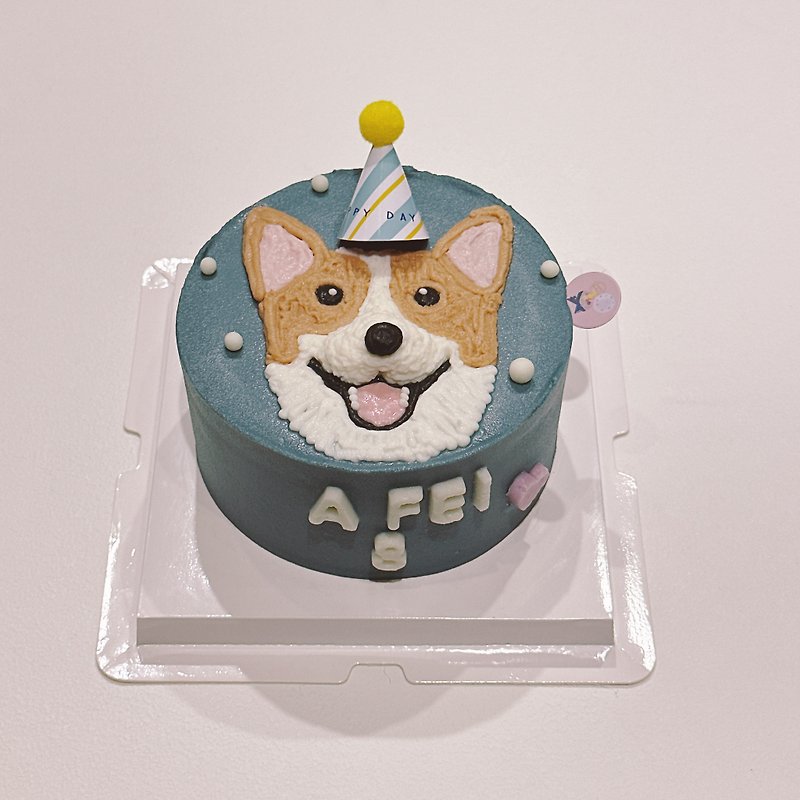 4寸简约系满版绘图头像款宠物蛋糕。狗狗生日蛋糕。犬猫蛋糕 - 饲料/罐头/鲜食 - 新鲜食材 