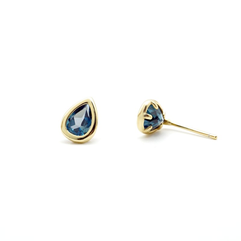 水滴伦敦蓝托帕石925纯银耳环 (银/玫瑰金/18k金) | 托帕石系列 - 耳环/耳夹 - 宝石 蓝色