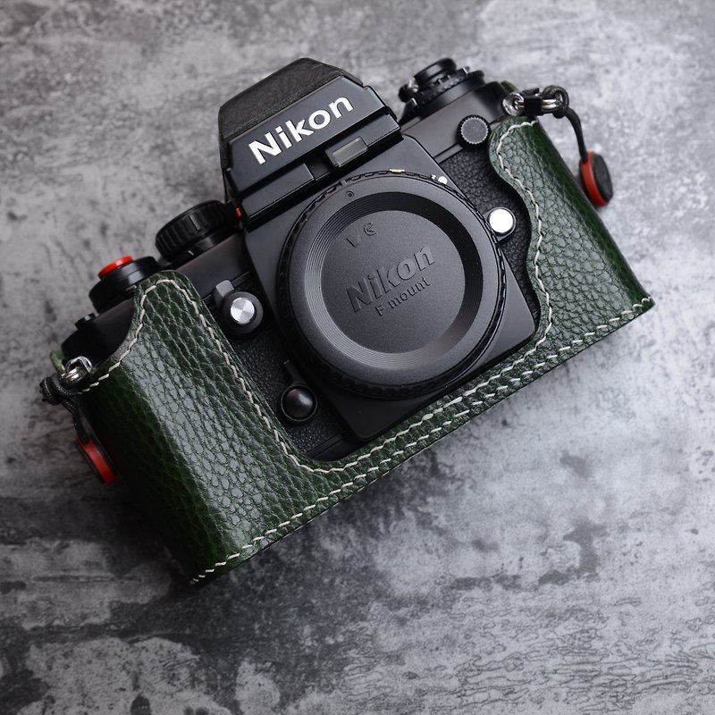 尼康F3 胶片相机手工皮套半套保护套 - 相机包/相机袋 - 真皮 绿色