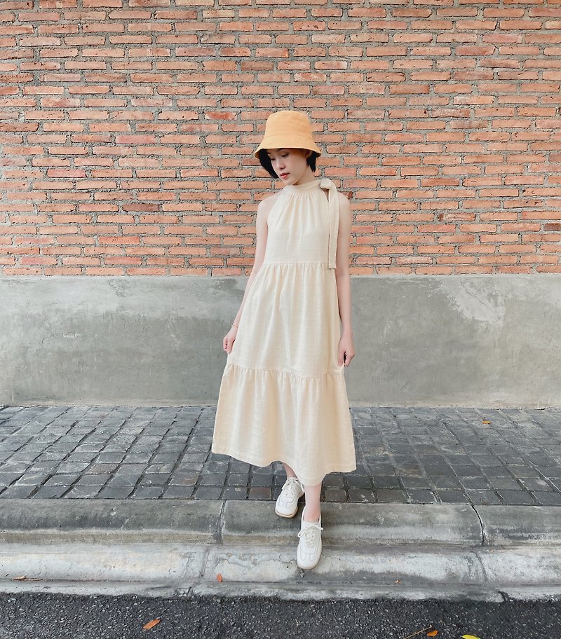 Summer Melody April Halter Maxi Dress - Beige - 洋装/连衣裙 - 棉．麻 