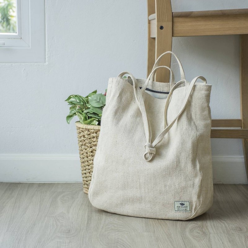手提包 袋 oversize natural - 侧背包/斜挎包 - 棉．麻 白色