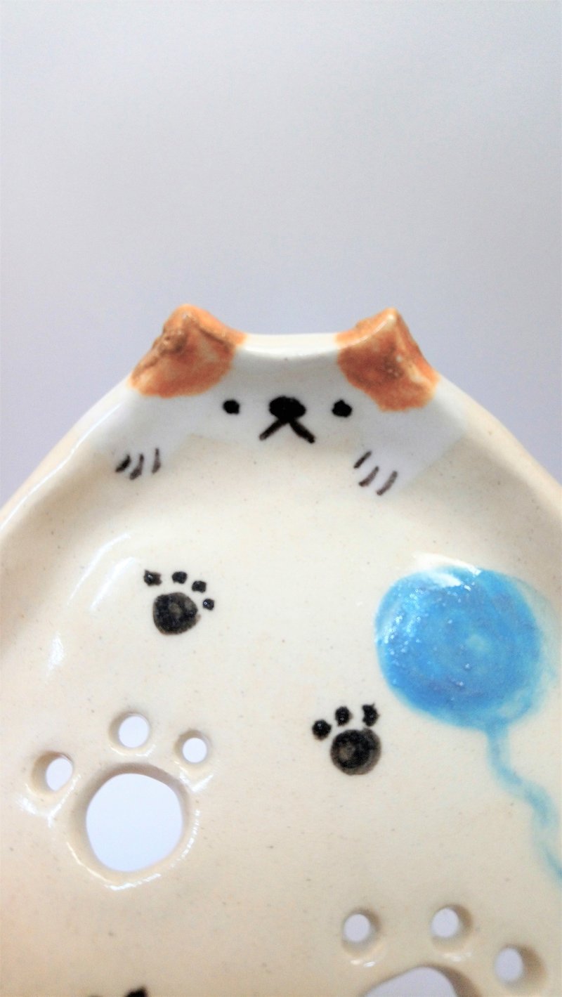 躲猫猫-猫脚印皂盘 - 肥皂/手工皂 - 瓷 多色