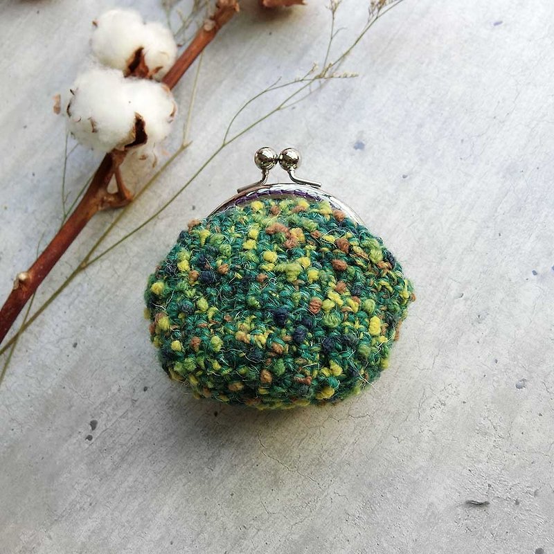 秋菊制作-澳洲羊毛口金包 - 零钱包 - 羊毛 绿色