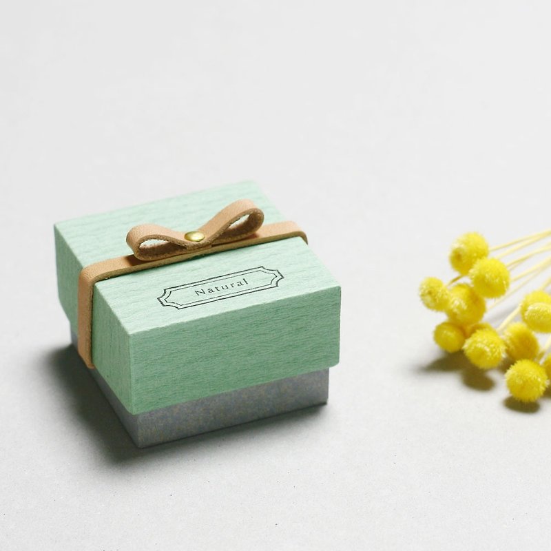 Natuarl // Mint ) Giftbox Leather ribbon 気持ちを伝える小さな箱 - 包装材料 - 纸 绿色
