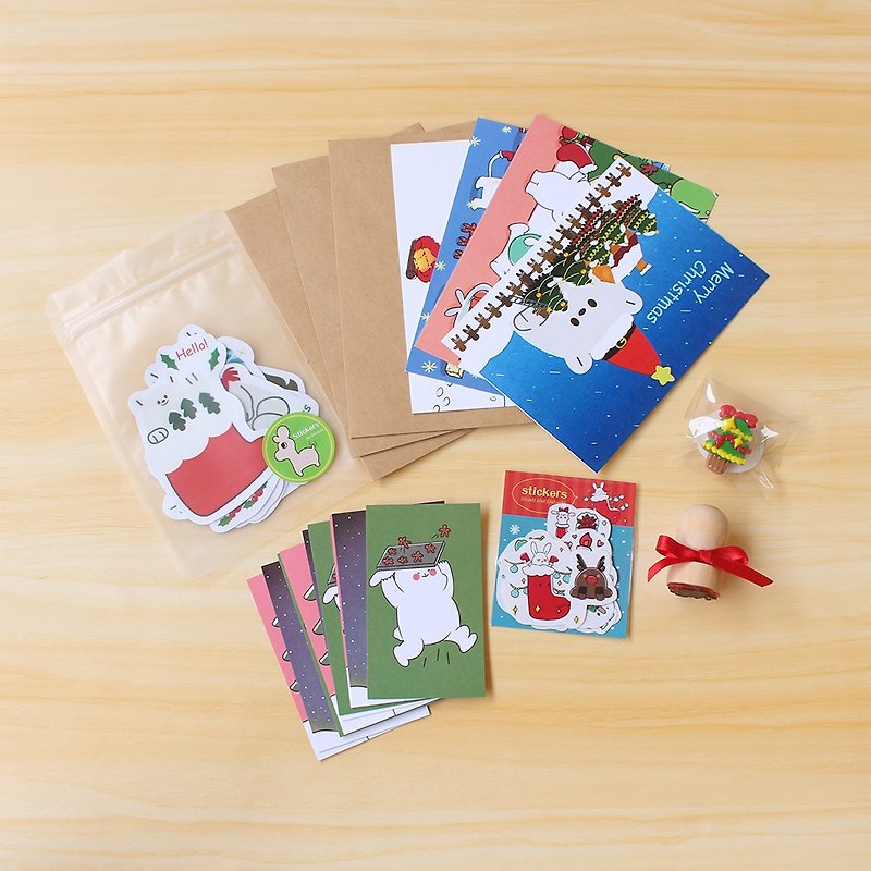 圣诞节组合包(明信片、小卡、贴纸、小印章、小胸章) - 其他 - 纸 多色