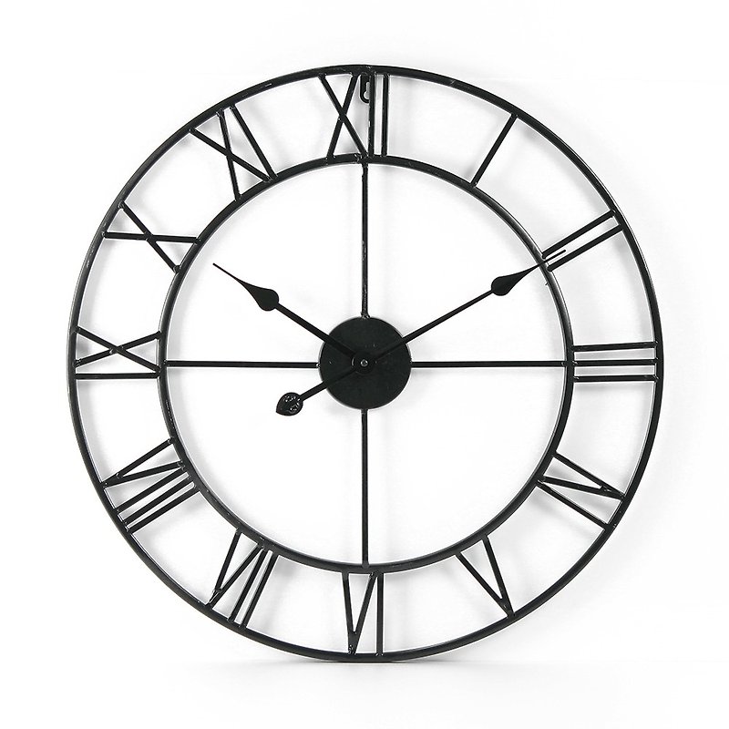 铁制工业风时钟 直径60cm 手工焊接 静音机芯 罗马数字铁艺钟 - 时钟/闹钟 - 其他金属 黑色