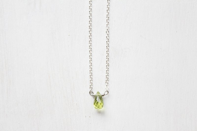 8月诞生石-橄榄石/ Peridot /ペリドット纯银锁骨项链 - 项链 - 宝石 绿色