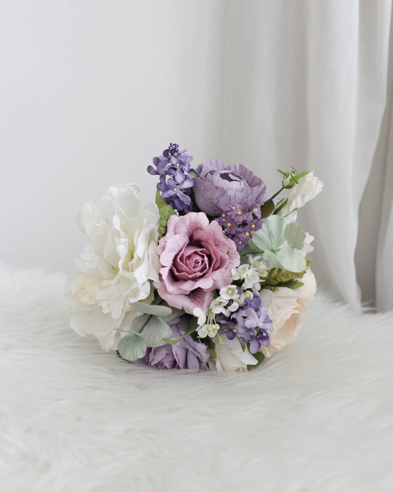 Violet Purple Paper Flower Small Bouquet - 木工/竹艺/纸艺 - 纸 紫色