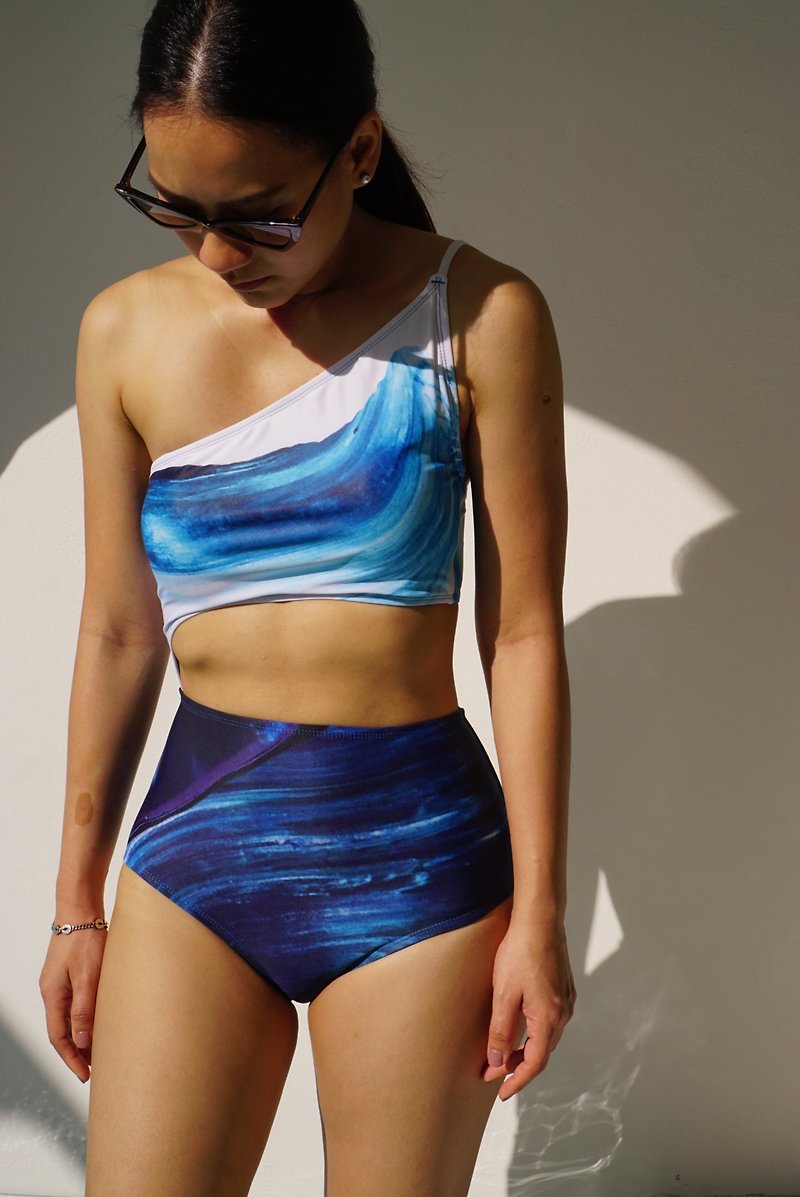 La Mer One Shoulder Swimsuit - 女装泳衣/比基尼 - 聚酯纤维 蓝色