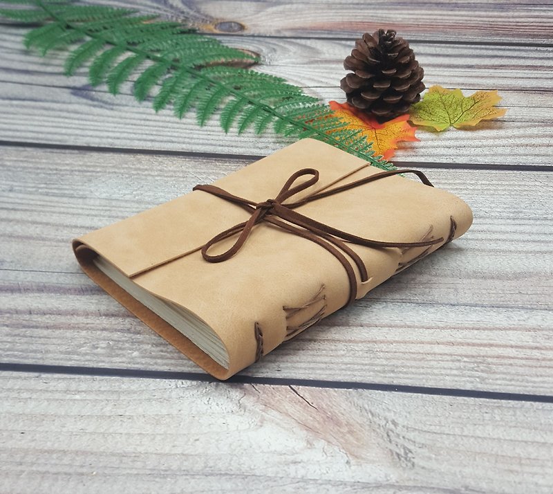 Long Stitch Journal with Brownish Velvet Cord - Suede Fabric Cover - 笔记本/手帐 - 环保材料 